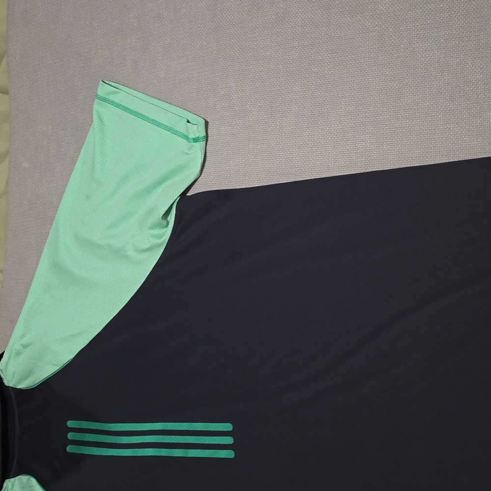 Adidas Polo T-Shirt 1/4 Zip Green Black Mens Size XXL Activewear Sport Jersey - Picture 16 of 16
